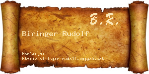 Biringer Rudolf névjegykártya
